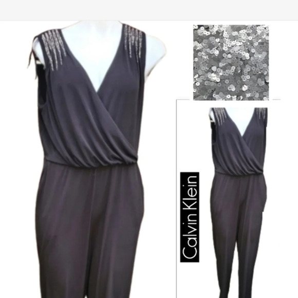 Calvin Klein‎ 80s Black sequin  jumpsuit 14 - Picture 1 of 14
